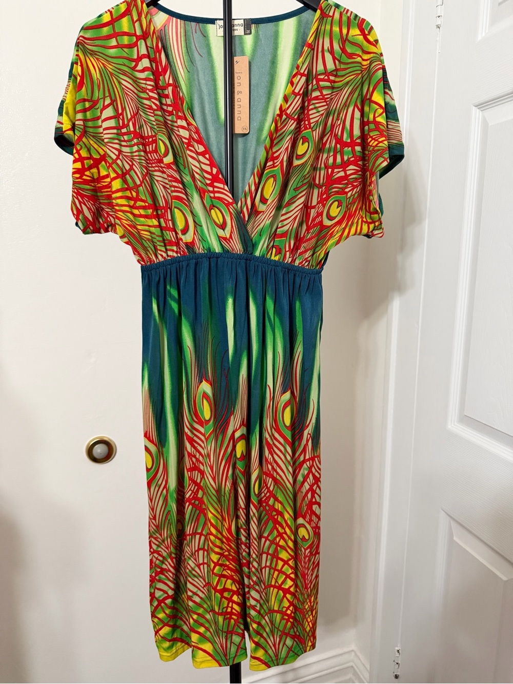 Jon & Anna Multicolor Peacock-Print V-Neck Dress